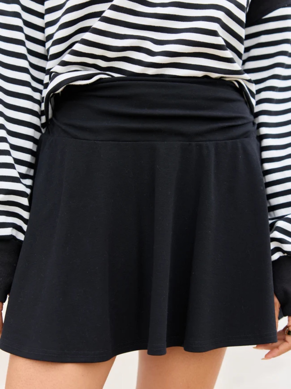 Pink Lily Libby Black Knit Fold Over Skort